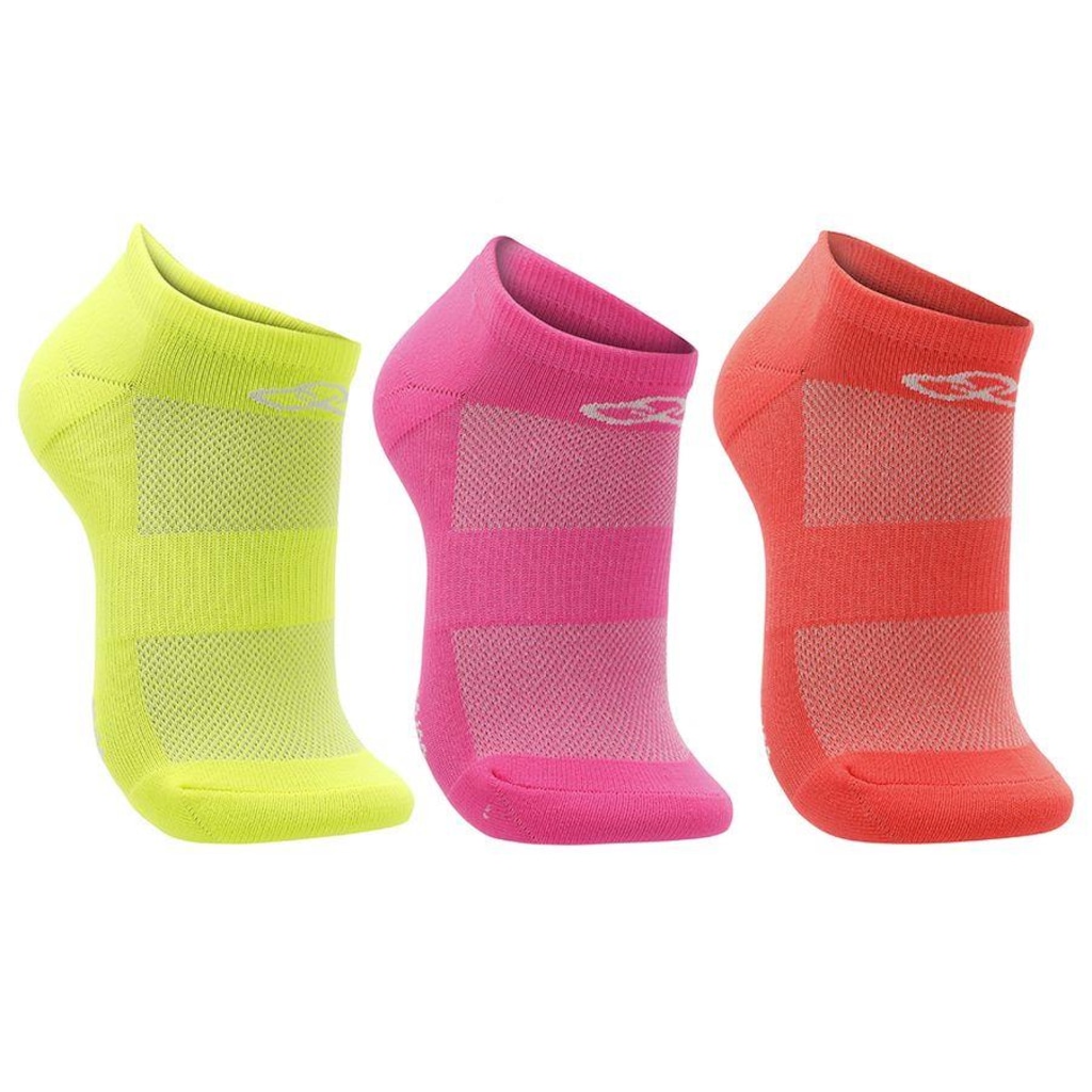 Imagem 1 do produto Meia Cano Invisível Olympikus Neon - 3 Pares - Feminina