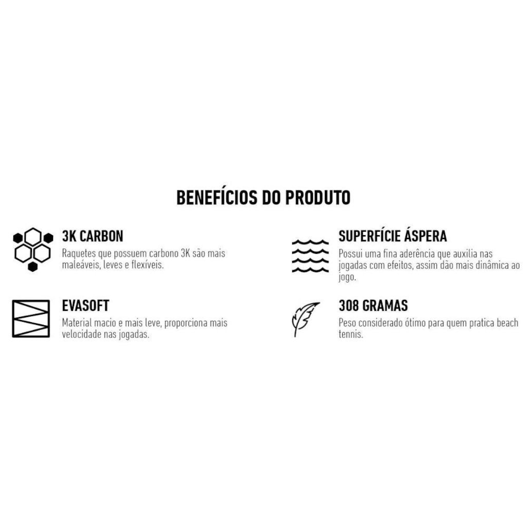 Imagem 5 do produto Kit Raquete Beach Tennis Hupi Doha Carbon 3K - 2 Unidades