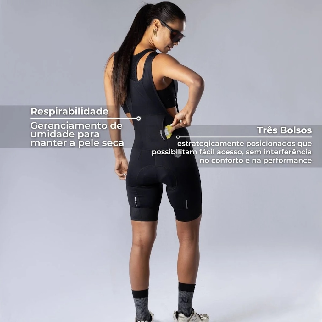 Imagem 4 do produto Bretelle Ciclismo Feminino Mauro Ribeiro Pocket com Bolso