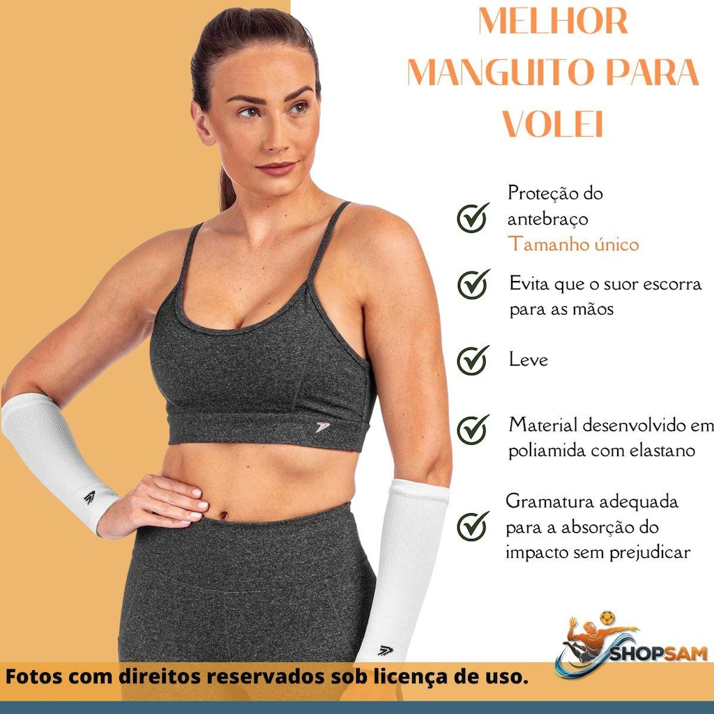 Imagem 2 do produto Kit Manguitos Vôlei Curto Proteção Power Poker com 2 Pares