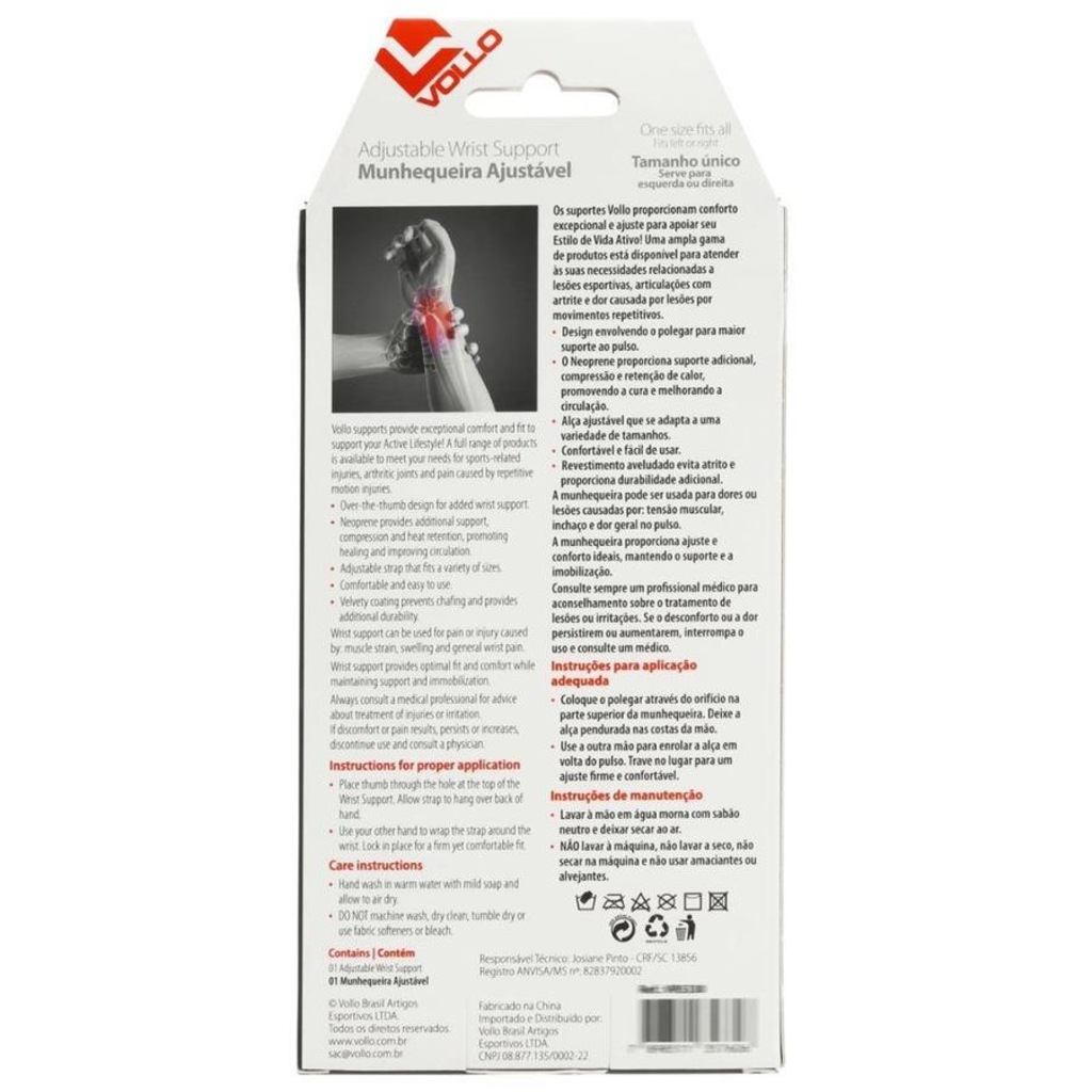 Imagem 5 do produto Munhequeira Vollo Neoprene Ajustável - Adulto