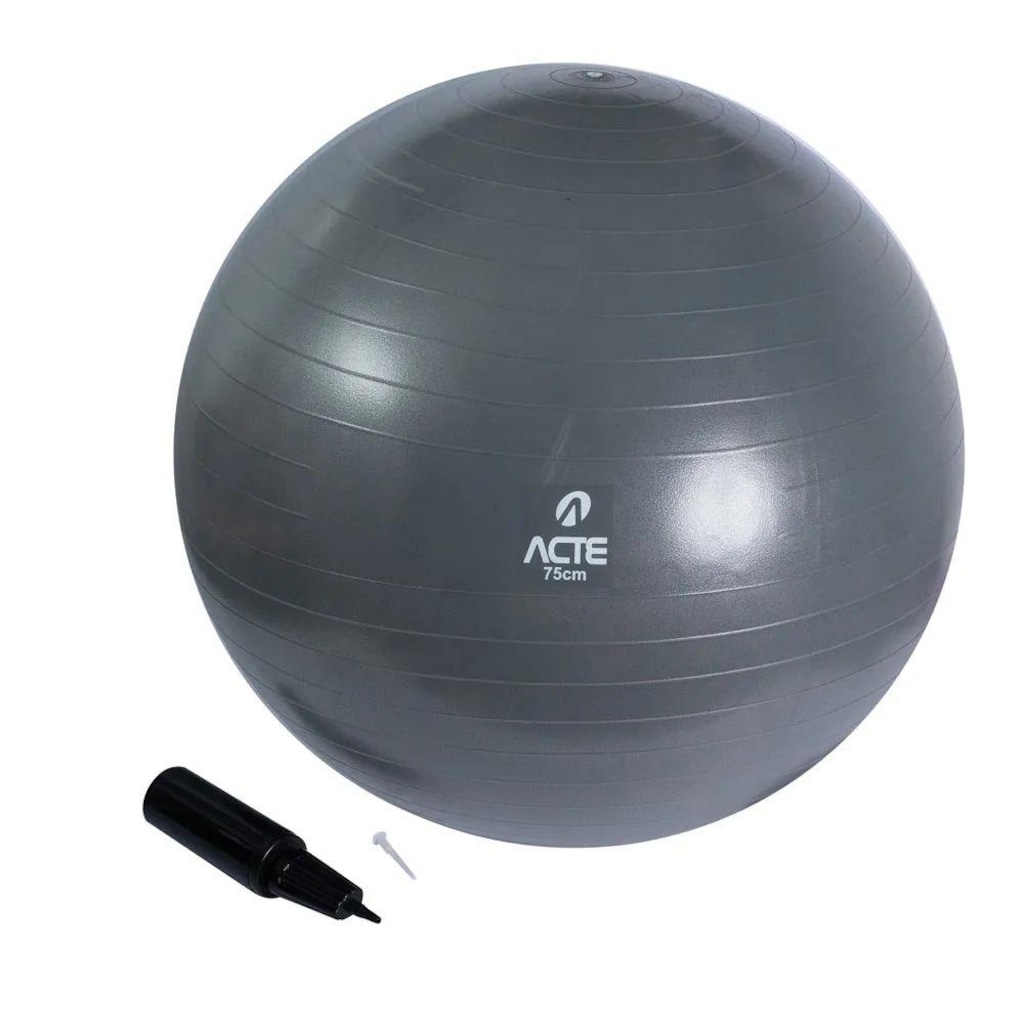 Imagem 5 do produto Bola de Ginástica 75Cm Cinza com Bomba de Ar Acte Sports