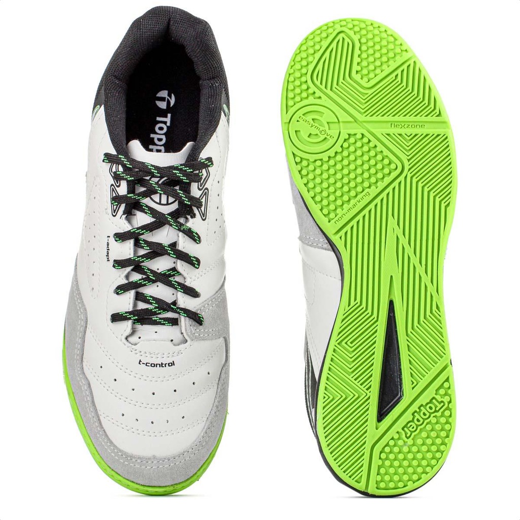 Imagem 5 do produto Chuteira Topper Futsal Dominator Club V Branco Preto e Verde - Masculino