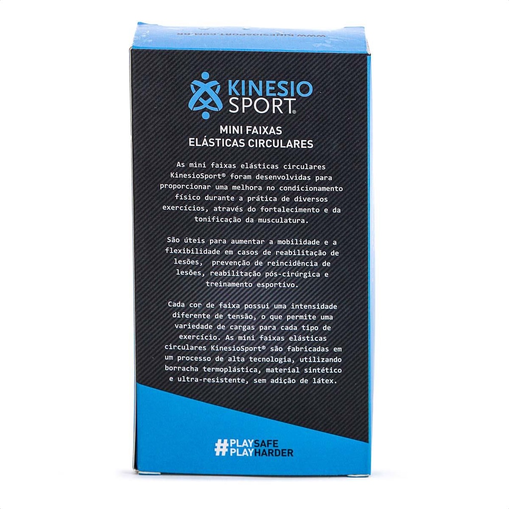 Imagem 2 do produto Kit de 4 Mini Faixas Elásticas Circulares + 1 Bolsa de Transporte Kinesiosport Azul - Unissex
