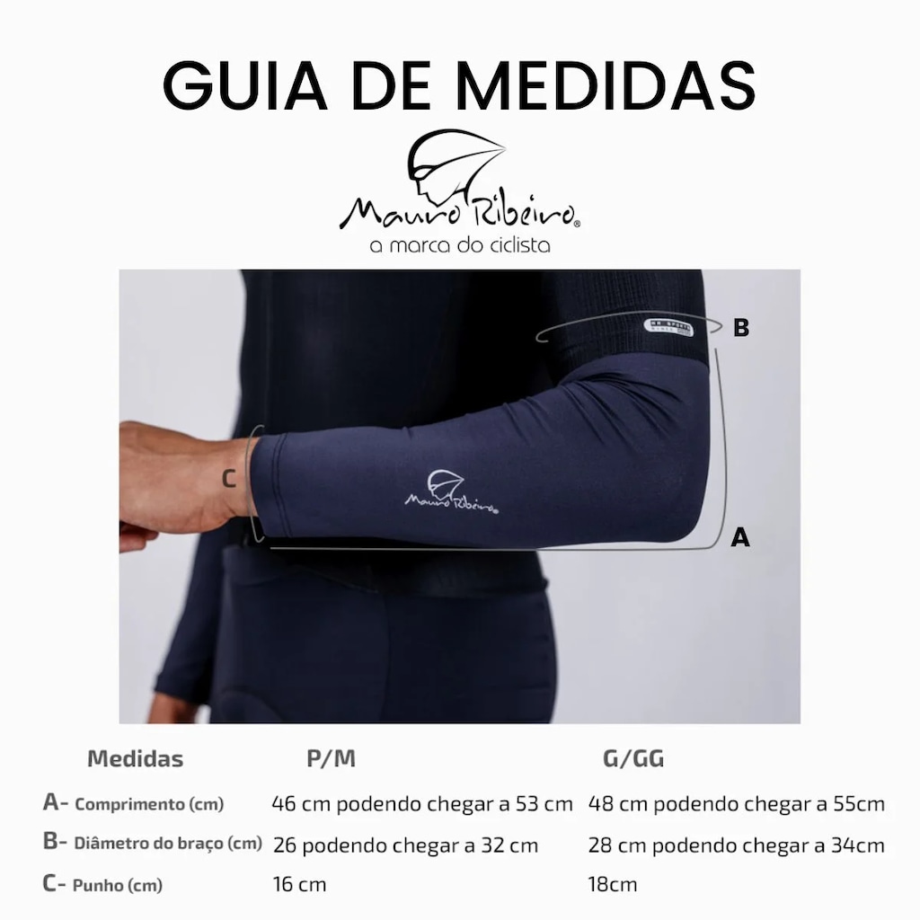 Imagem 3 do produto Manguito Ciclismo Verão Mauro Ribeiro Preto Proteção Uv 50+