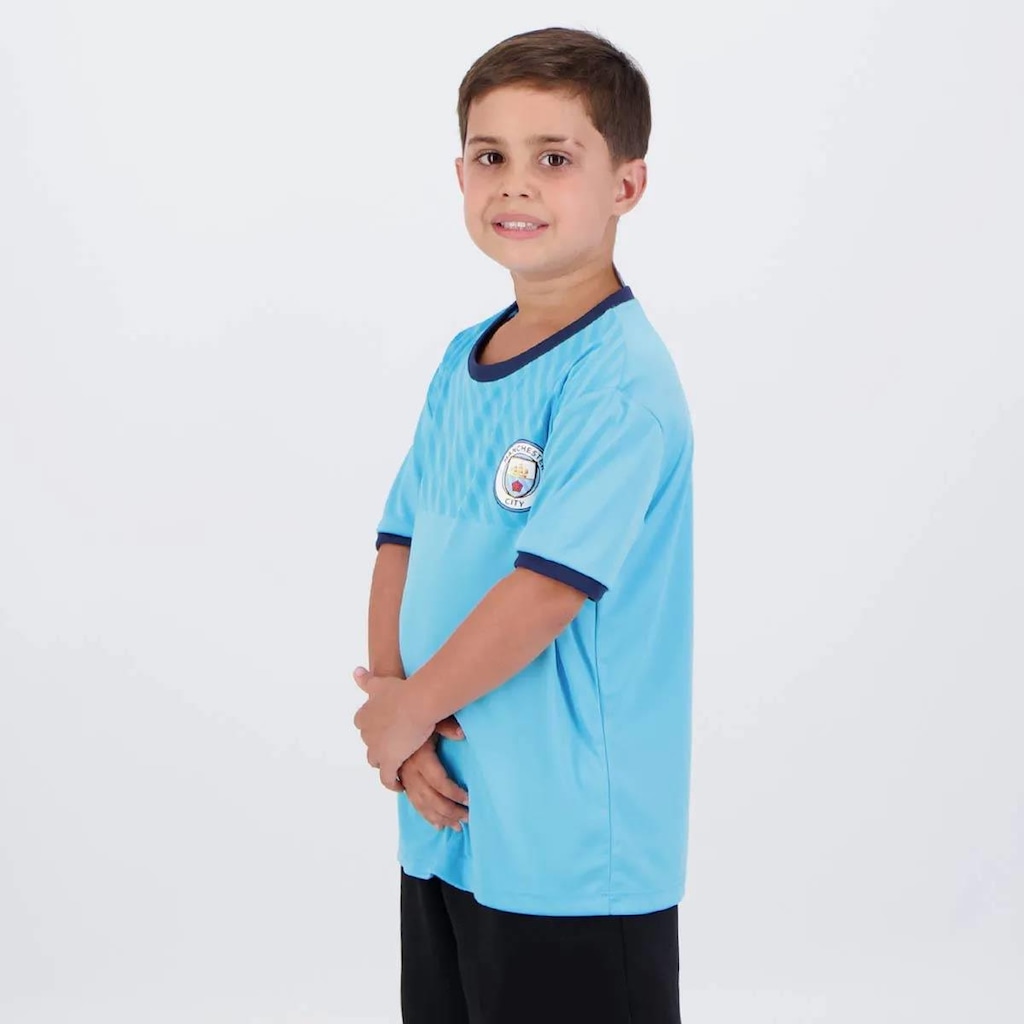 Imagem 4 do produto Camisa Manchester City Haaland 9 Maine Infantil Azul