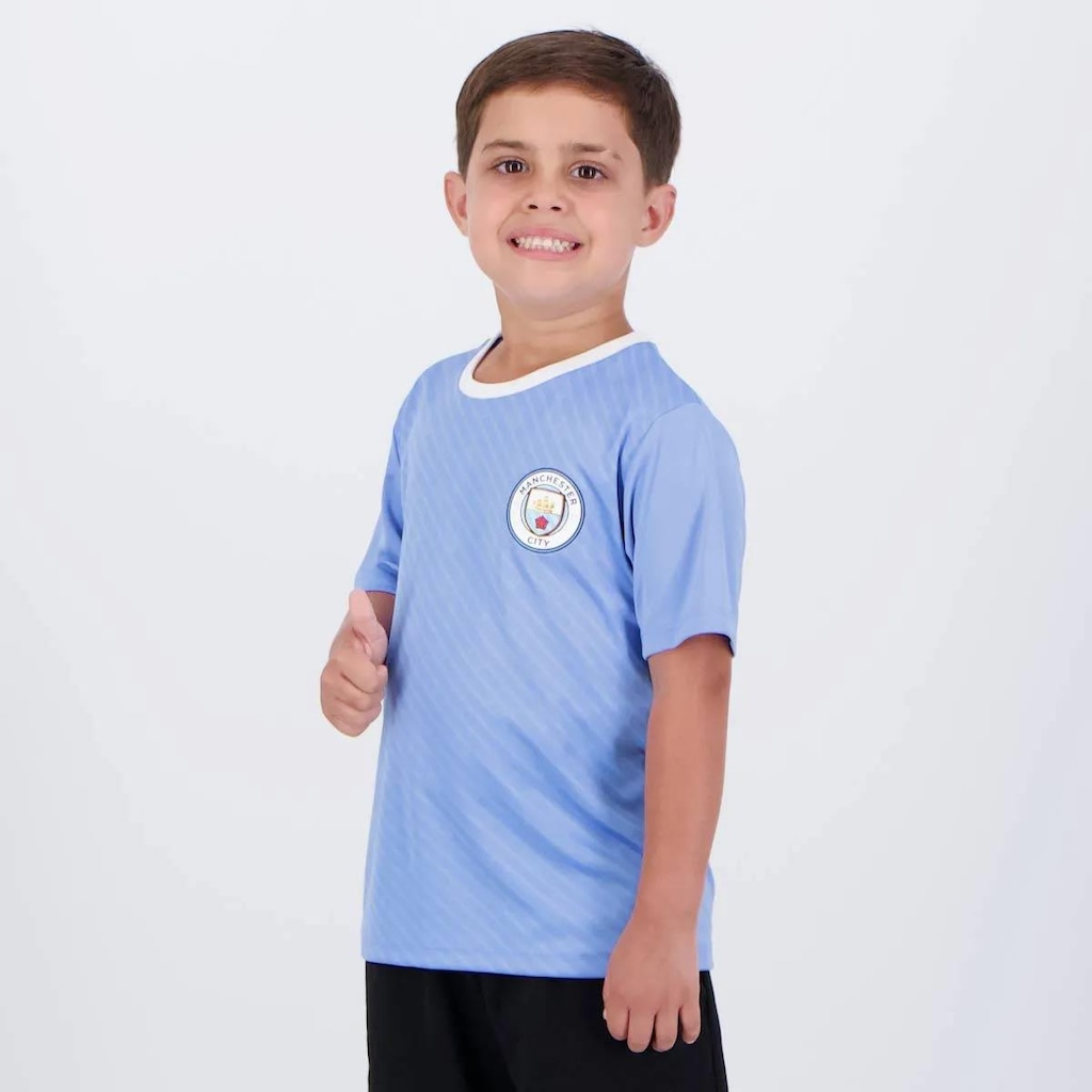 Imagem 4 do produto Camisa Manchester City Haaland 9 Citizens Infantil Azul