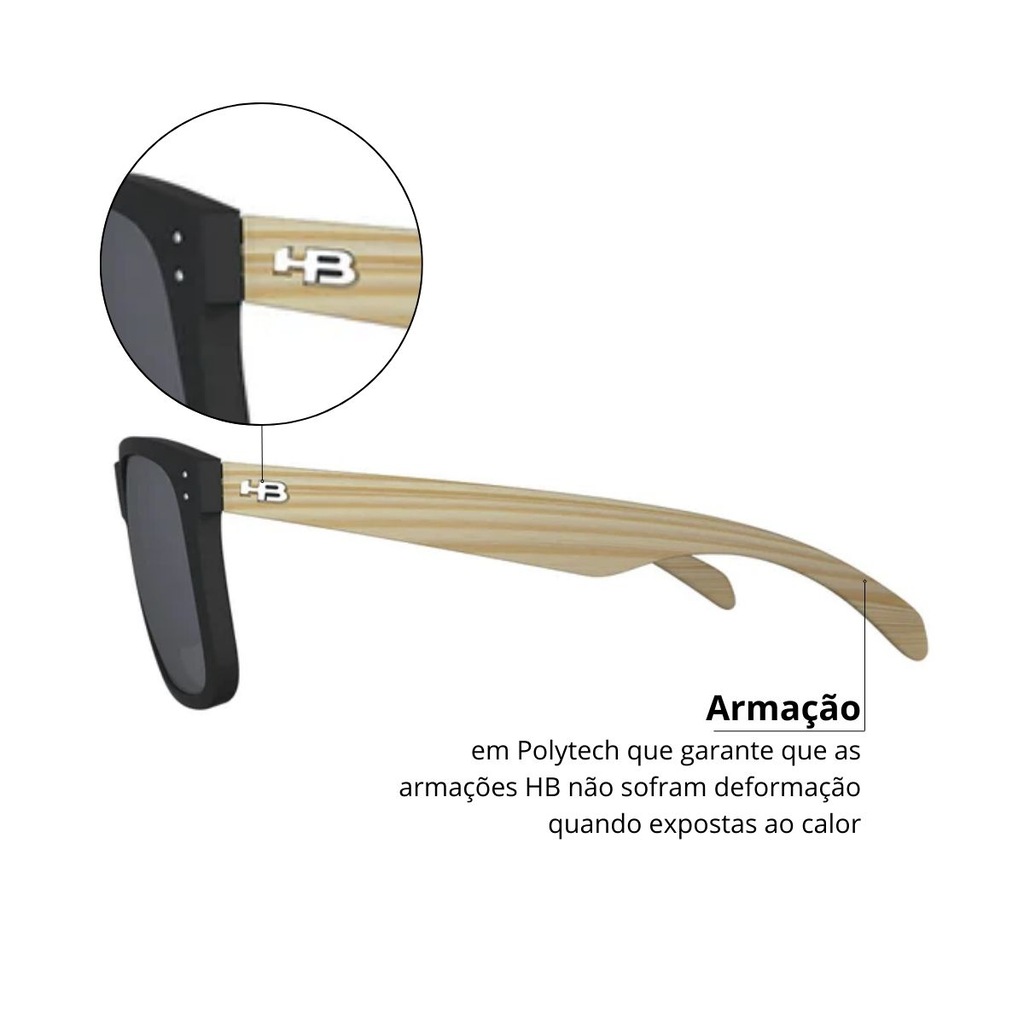 Imagem 3 do produto Óculos de Sol Unissex HB Ozzie Matte Black Wood
