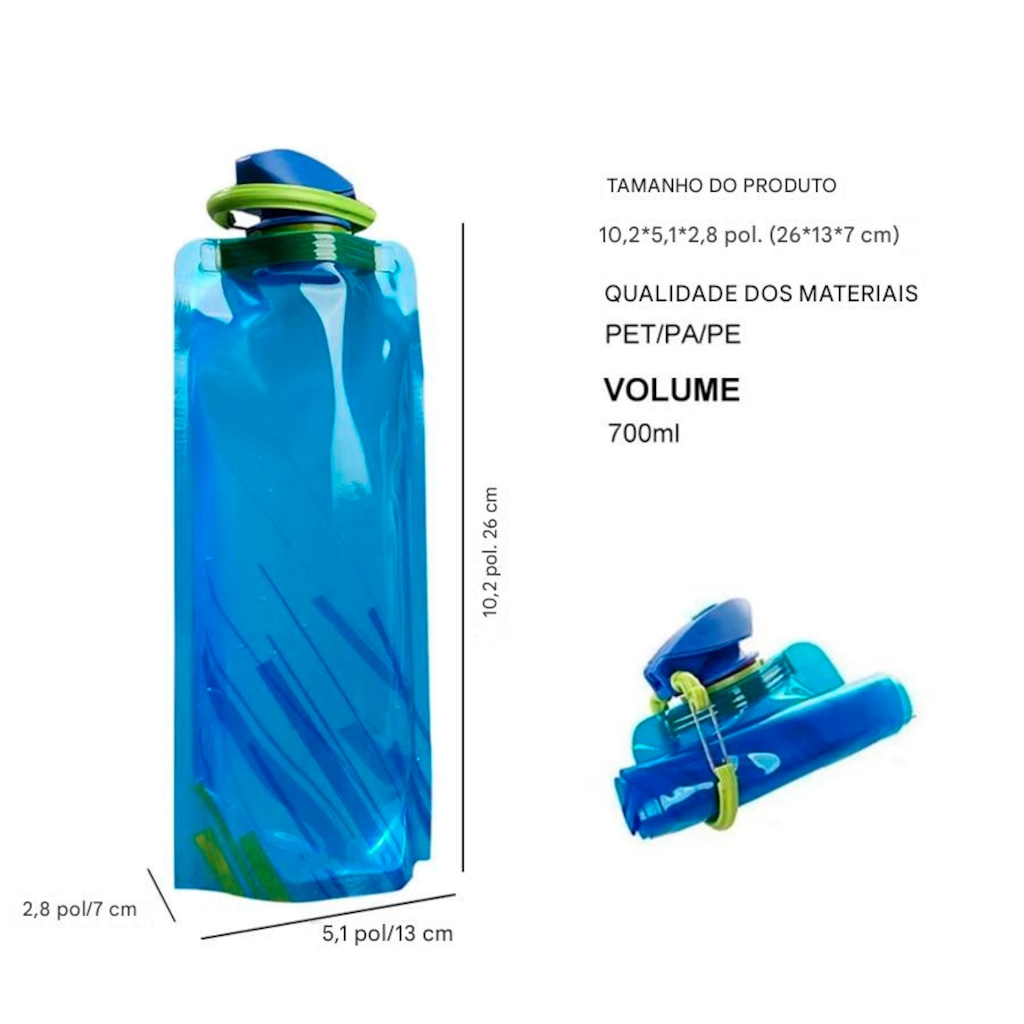 Imagem 2 do produto Bolsa Hidratação Gold Sports Macia dobrável Ultra Leve Portátil Para Prática Esportiva 700 ml