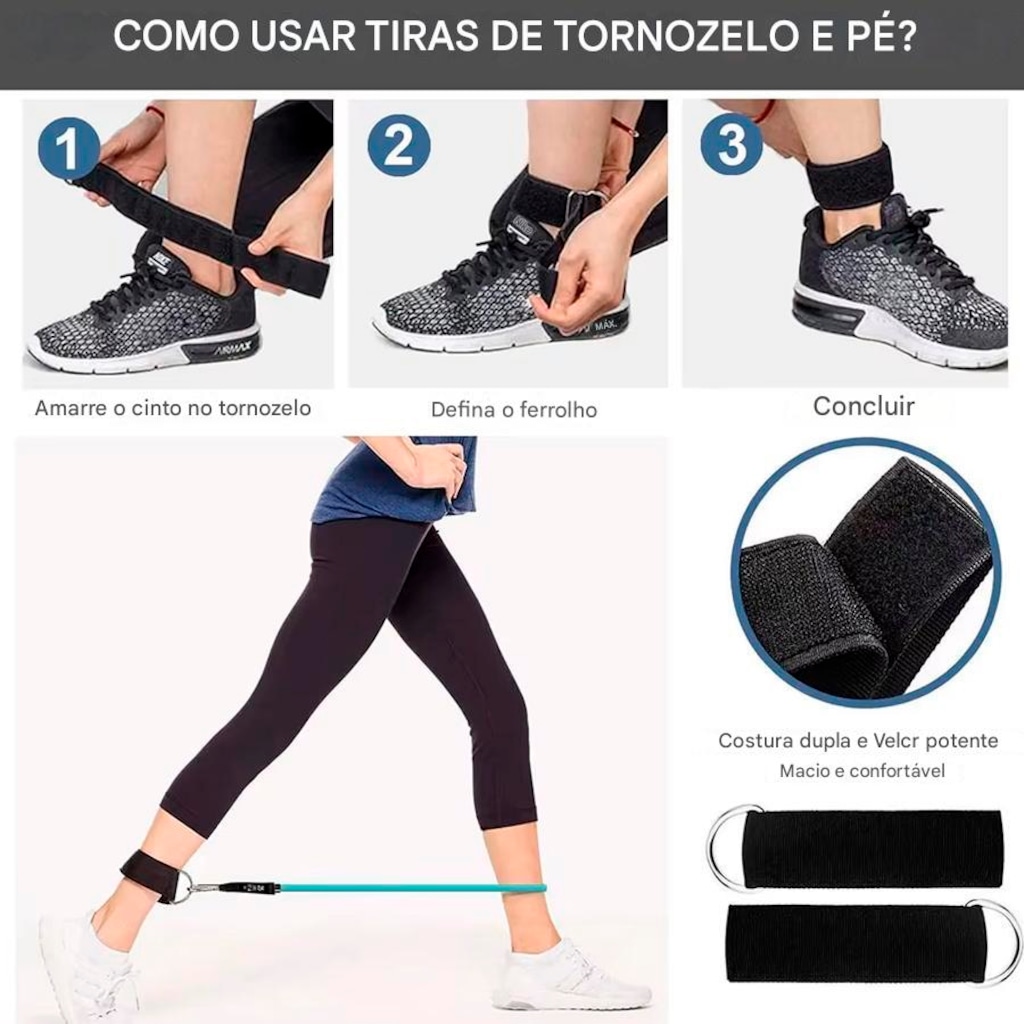 Imagem 2 do produto Kit Multi Extensores Elásticos Gold Sports Super Pro até 70Kgs