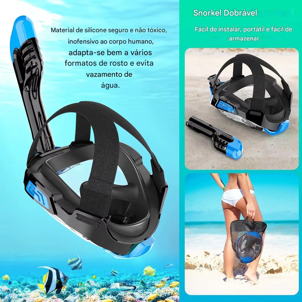 Imagem 3 do produto Mascara Subaquática de de Mergulho Gold Sports Gold Full Face Com Snorkel
