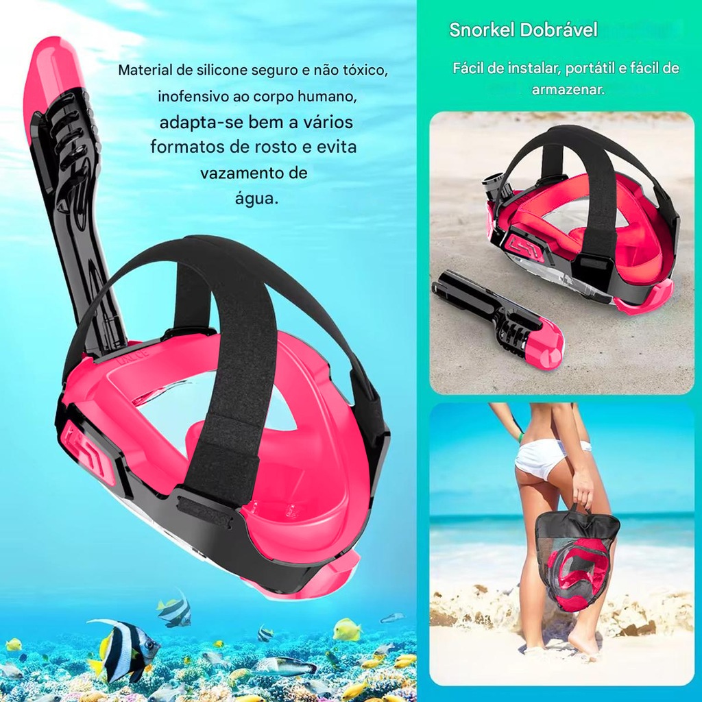 Imagem 3 do produto Mascara Subaquática de de Mergulho Gold Sports Gold Full Face Com Snorkel