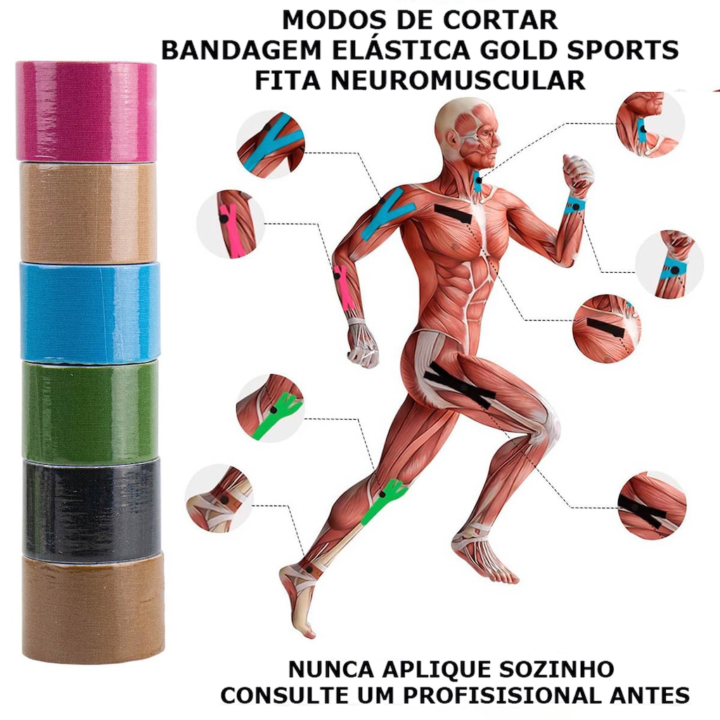 Imagem 3 do produto Bandagem Elástica Gold Sports Adesiva Neuromuscular