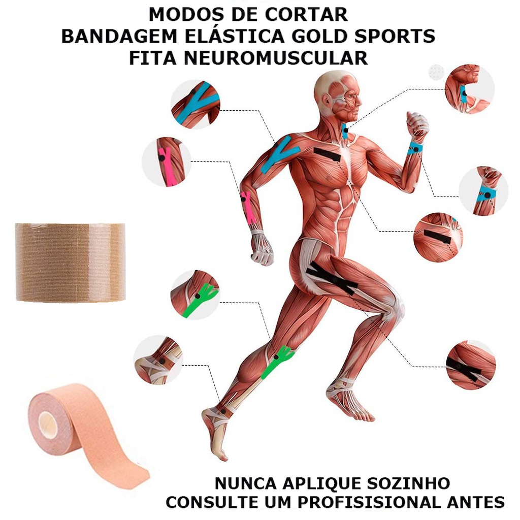 Imagem 4 do produto Bandagem Elástica Gold Sports Adesiva Neuromuscular