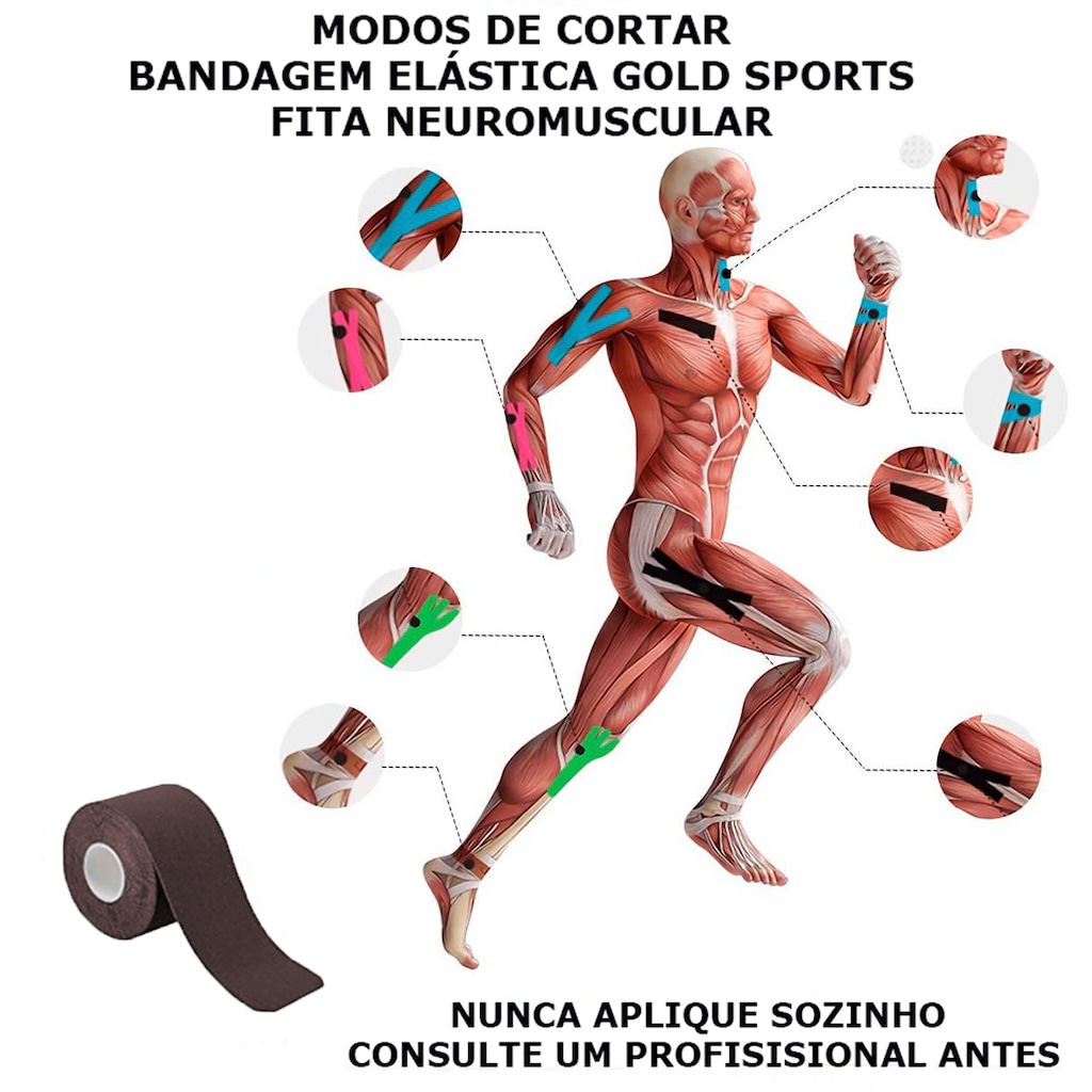 Imagem 4 do produto Bandagem Elástica Gold Sports Adesiva Neuromuscular