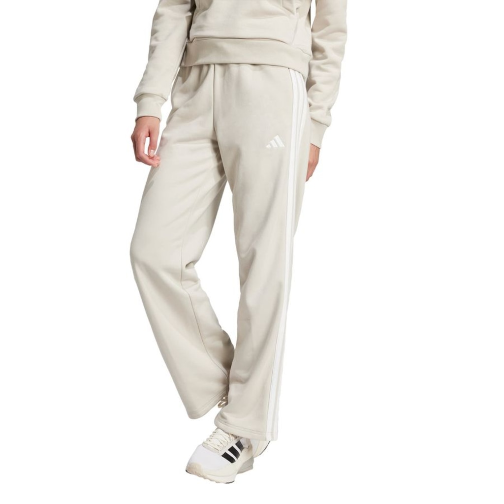 Imagem 2 do produto Calça Moletinho adidas Barra Aberta Essentials Três Listras - Feminina