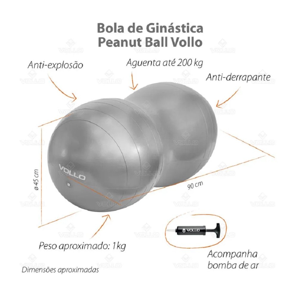 Imagem 5 do produto Bola Feijão para Ginástica Peanut Ball Vollo 45cm