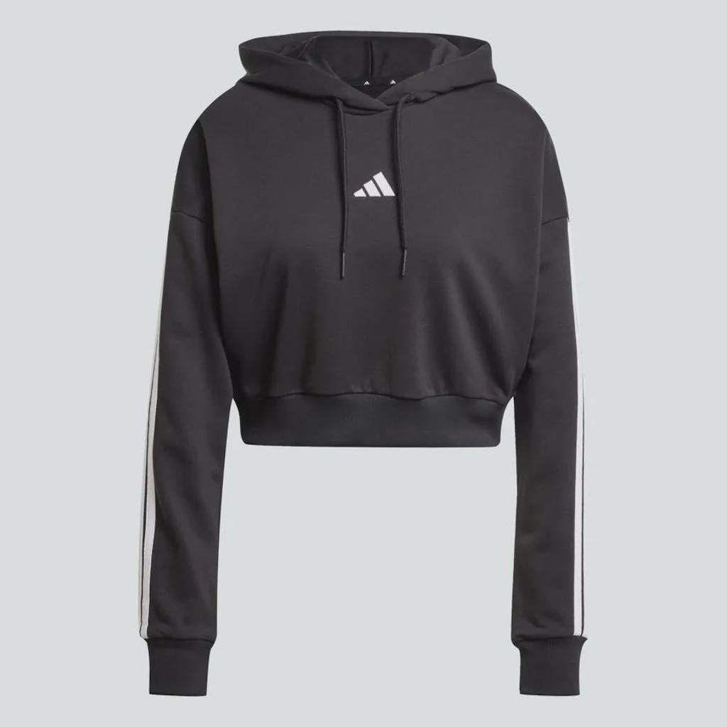 Imagem 3 do produto Blusão de Moletom Capuz adidas Essentials French Terry Crop 3 Listras - Feminino