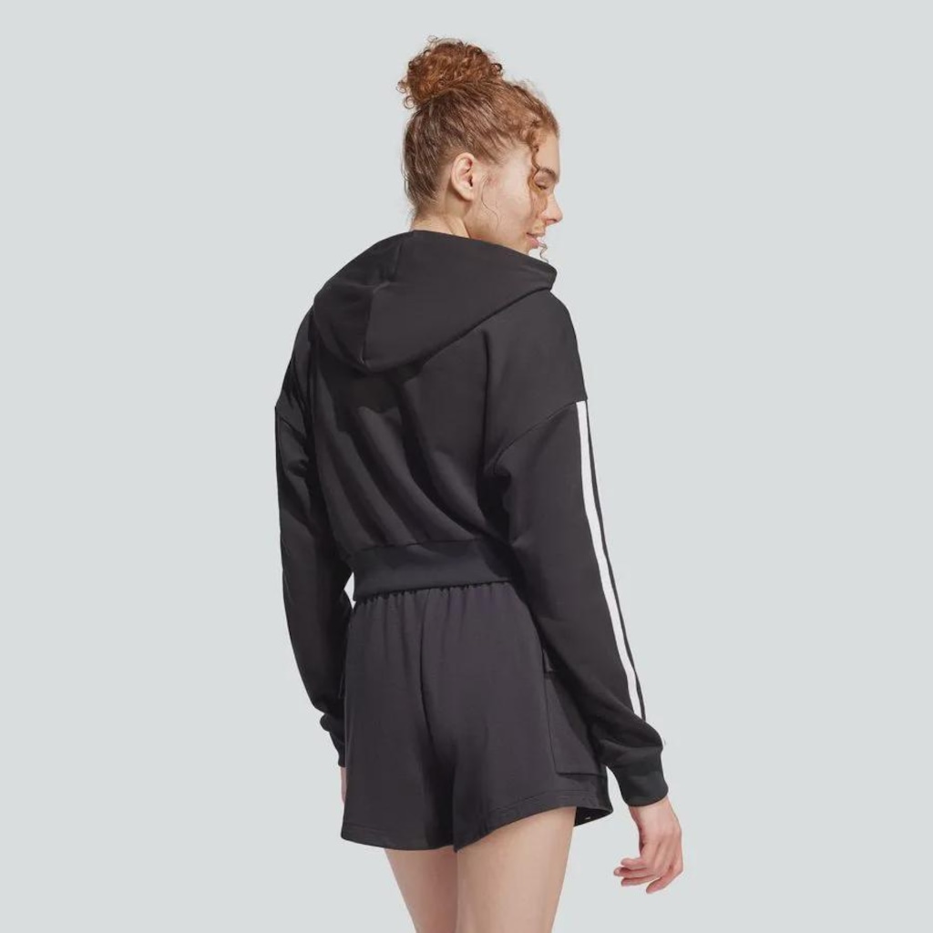 Imagem 4 do produto Blusão de Moletom Capuz adidas Essentials French Terry Crop 3 Listras - Feminino
