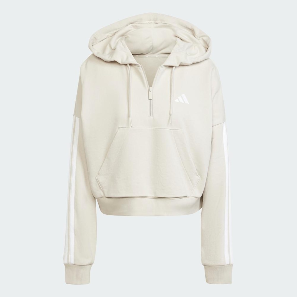 Imagem 2 do produto Blusão de Moletinho Capuz adidas Zíper Essentials Três Listras - Feminino
