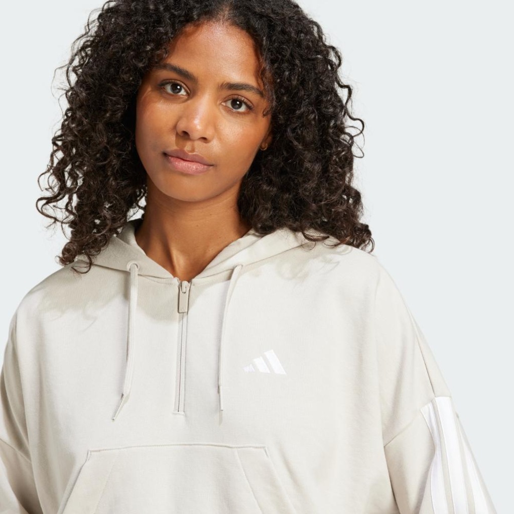 Imagem 5 do produto Blusão de Moletinho Capuz adidas Zíper Essentials Três Listras - Feminino
