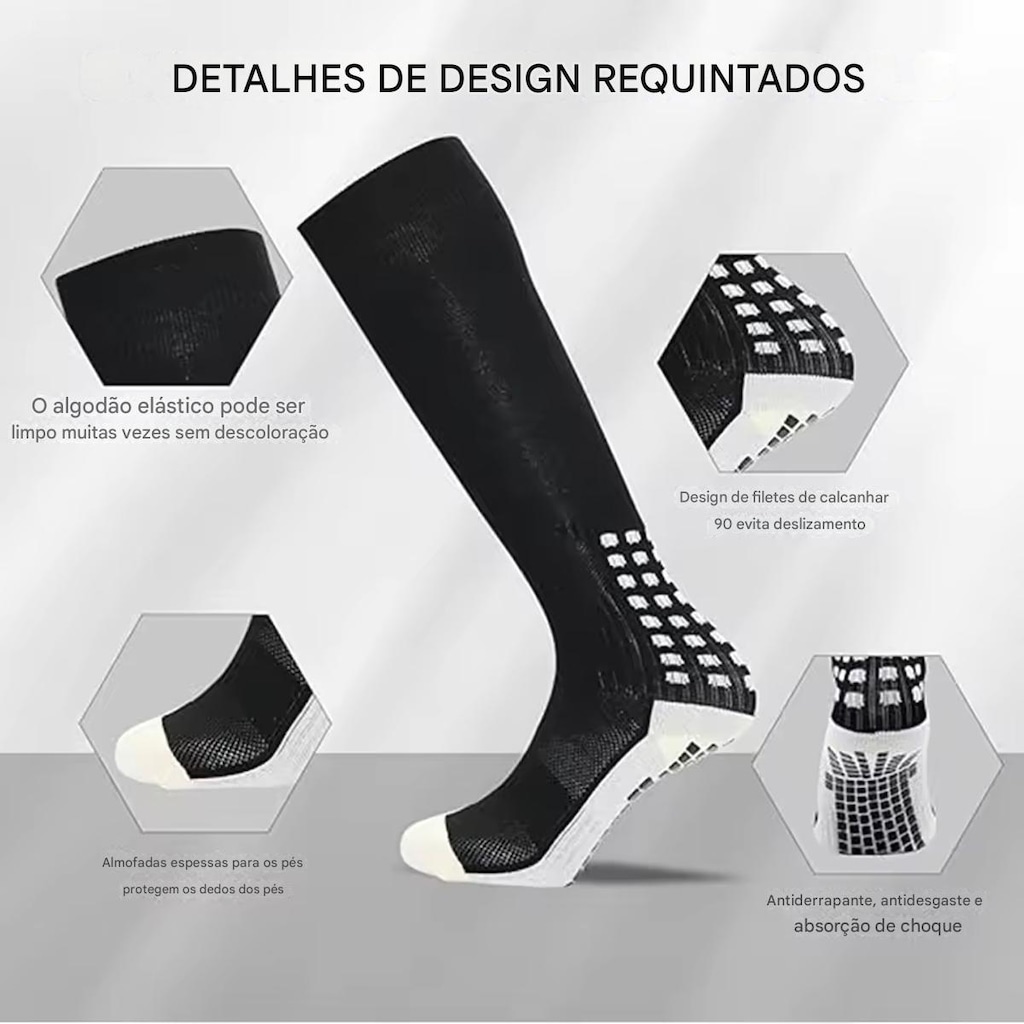Imagem 3 do produto Meia Esportiva para Futebol Gold Sports Confort Cano Alto Anti Derrapante - Adulto