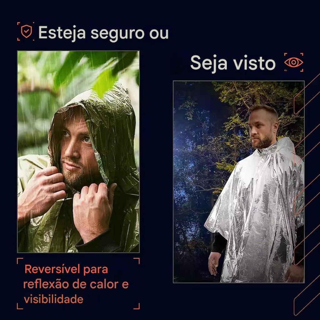 Imagem 4 do produto Capa Esportivo Gold Sports Térmico de Emergência Anti Chuva para Caminhadas e Acampamentos