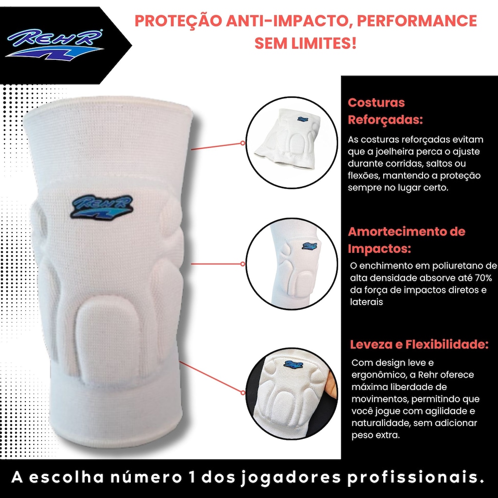 Imagem 2 do produto Joelheira de Vôlei Rehr Profissional Elite - Adulto