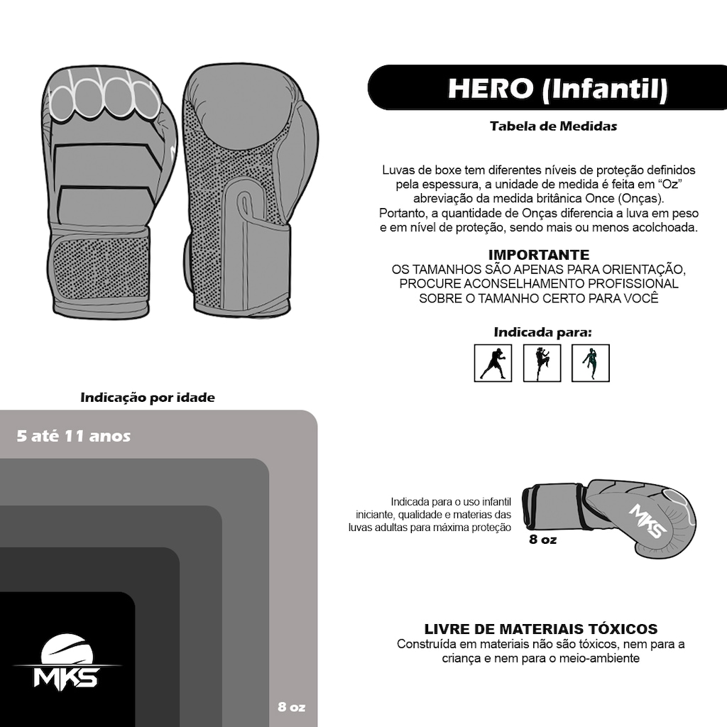 Imagem 5 do produto Luva De Boxe Mks Combat Hero 8oz - Infantil