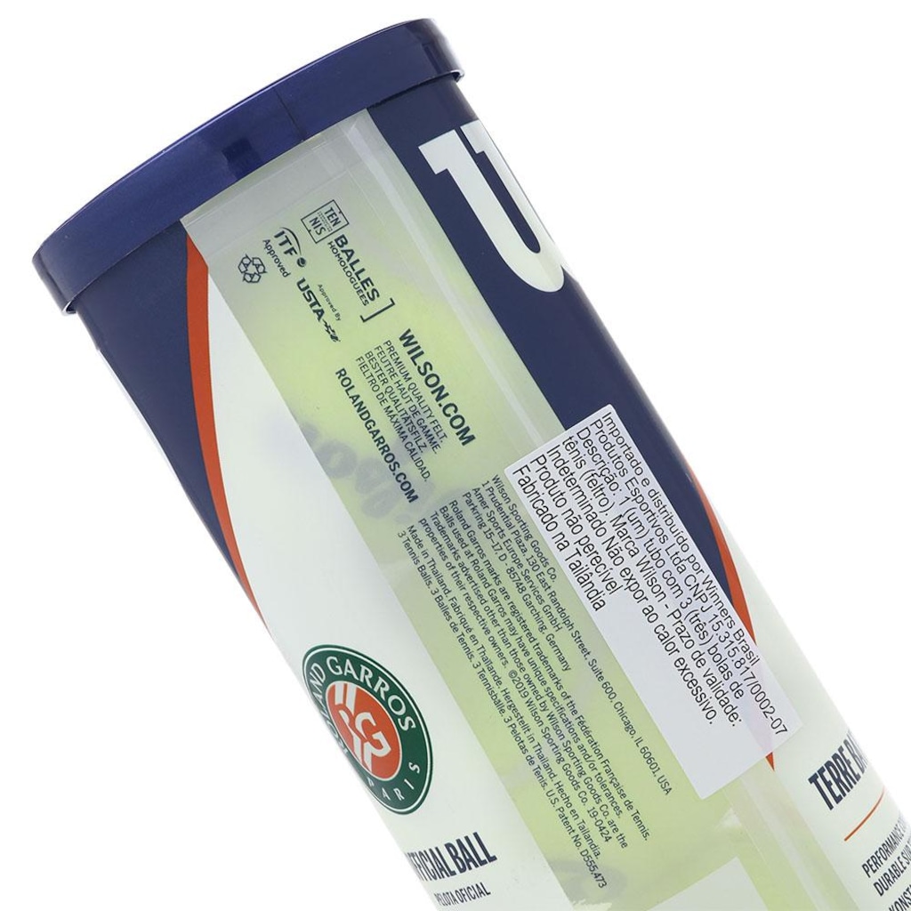 Imagem 2 do produto Bola de Tênis Wilson Roland Garros Oficial Clay Tubo com 3 Bolas