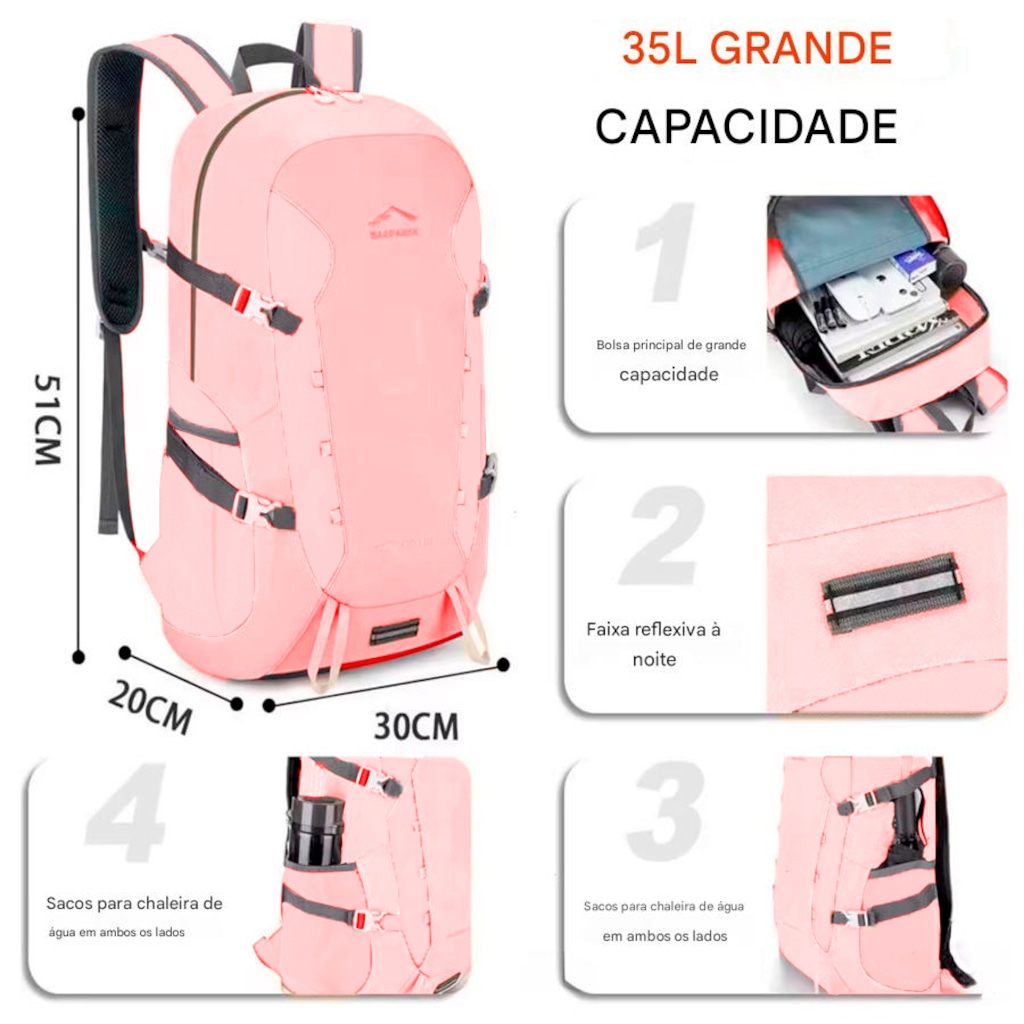 Imagem 3 do produto Mochila Gold Sports Dobrável Camel Montanhismo A Prova de Água - 35 Litros