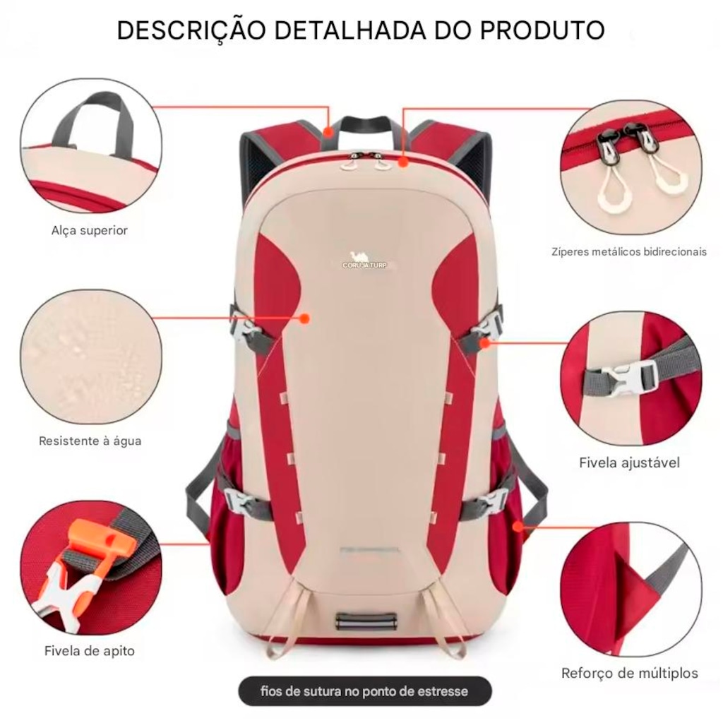 Imagem 4 do produto Mochila Gold Sports Dobrável Camel Montanhismo A Prova de Água - 35 Litros
