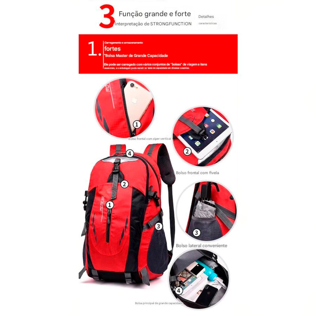 Imagem 5 do produto Mochila Gold Sports Dobrável Master Montanhismo A Prova de Água - 40 Litros