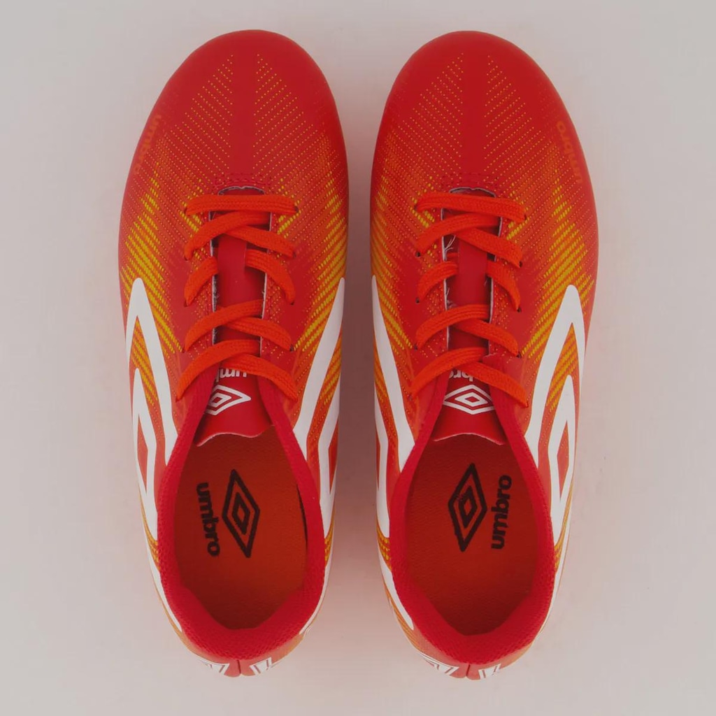 Imagem 4 do produto Chuteira Umbro Heatmap Campo Juvenil Vermelha e Laranja