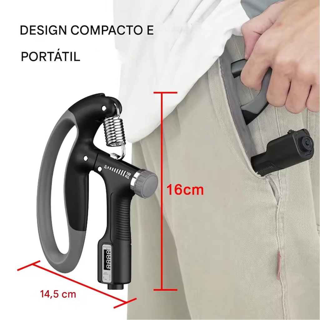 Imagem 5 do produto Hand Grip Gold Sports Phoenix Carga de 10 a 100 kgs - Mola Aço Carbono com Contador Digital