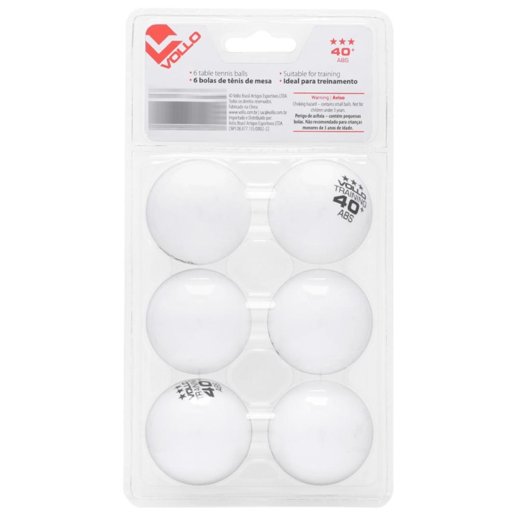 Imagem 3 do produto Bola de Tênis de Mesa Vollo ABS Training 3 Estrelas - 06 Unidades