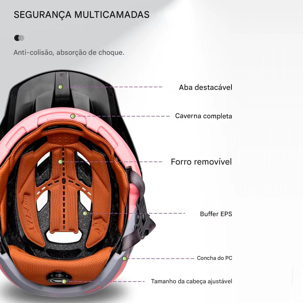 Imagem 4 do produto Capacete para Ciclismo Gold Sports Fox Fast MTB Ajustável