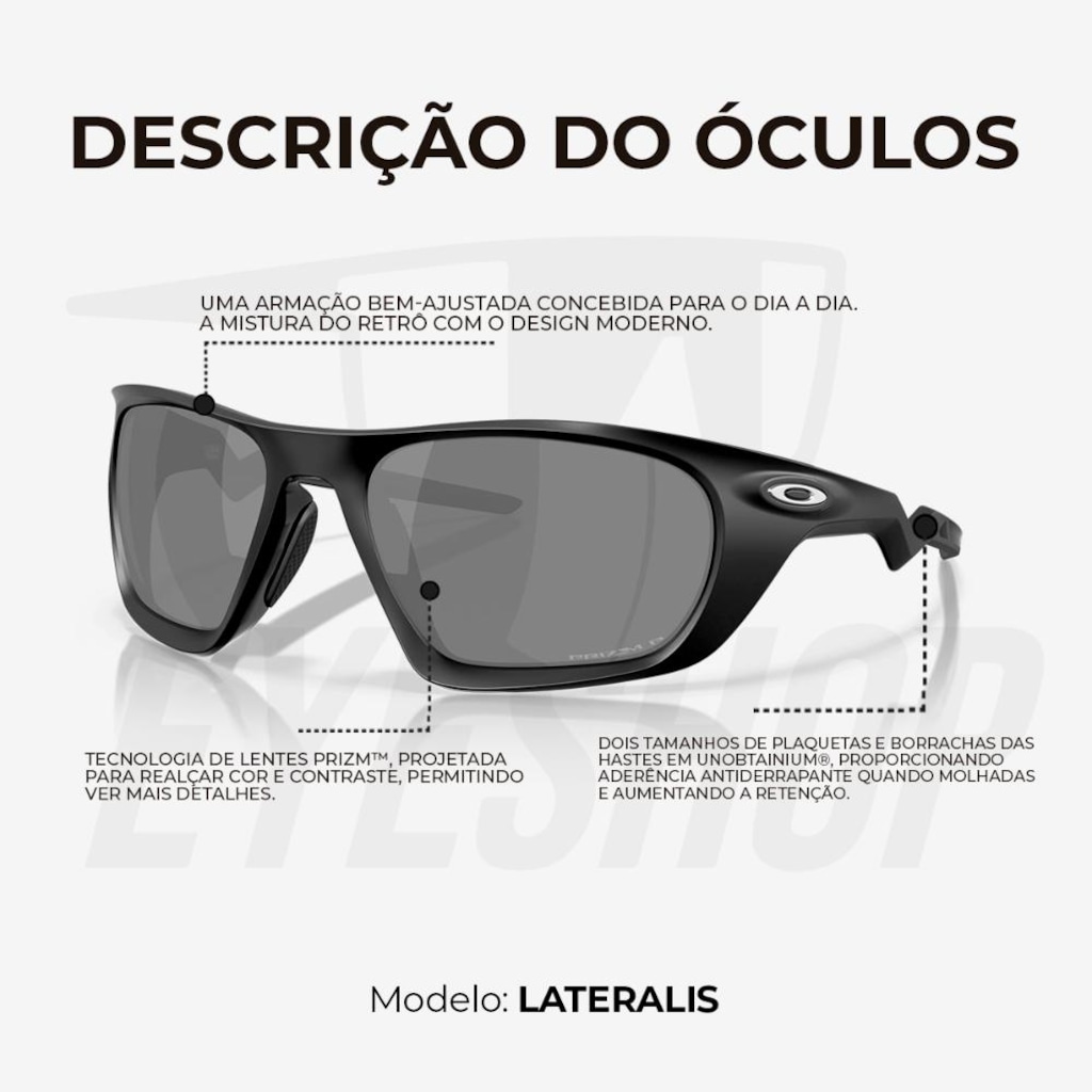 Imagem 5 do produto Óculos de Sol Oakley Lateralis Matte Black Polarized - Unissex