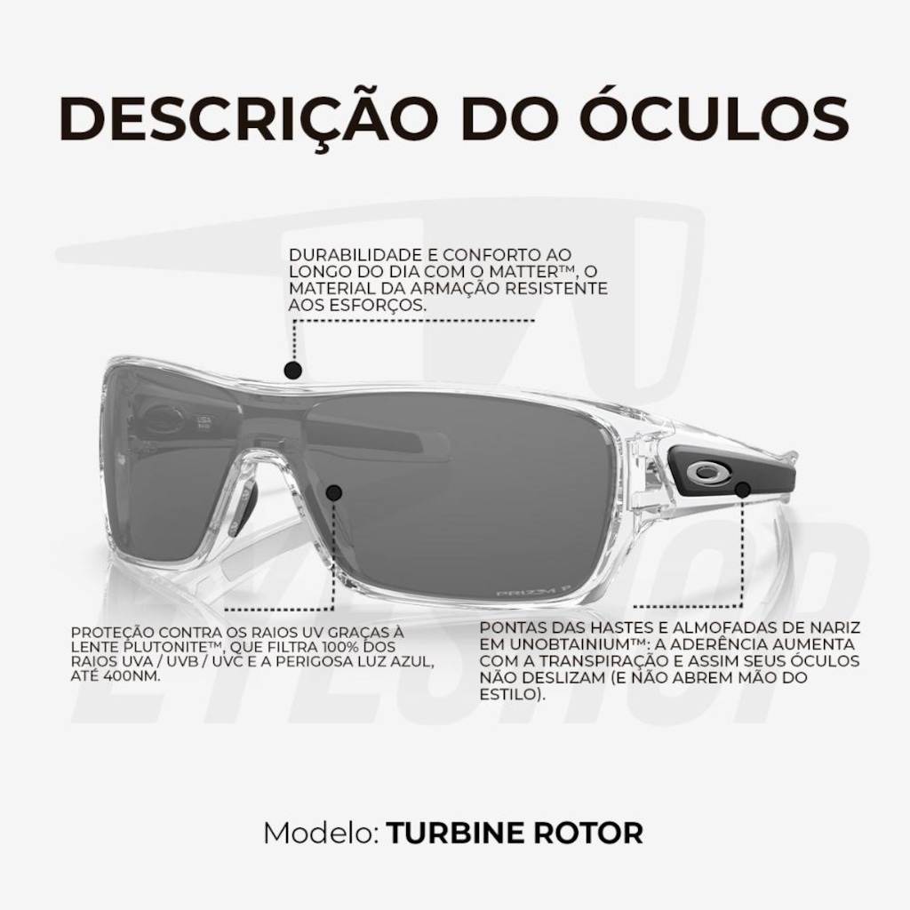 Imagem 4 do produto Óculos de Sol Oakley Turbine Rotor Polished Clear Prizm Black Polarized - Unissex