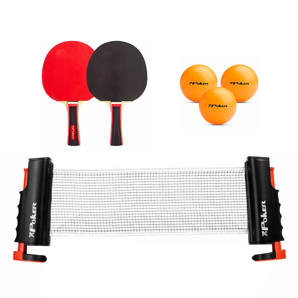 Imagem 2 do produto Conjunto de Tênis de Mesa Poker Star - 2 Raquetes - 3 Bolas - Rede Retratil