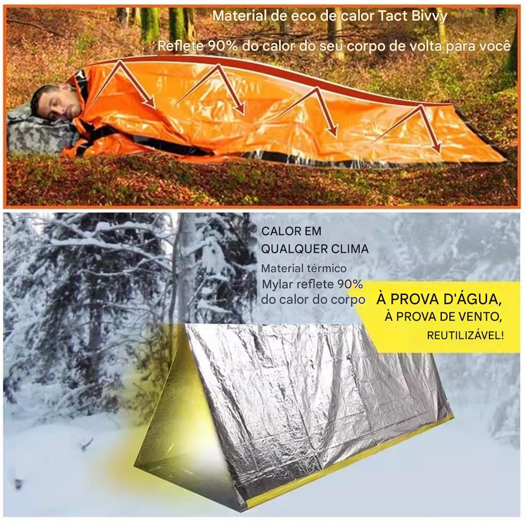 Imagem 5 do produto Saco de Dormir Gold Sports Portátil à Prova D'água Sobrevivência com Apito
