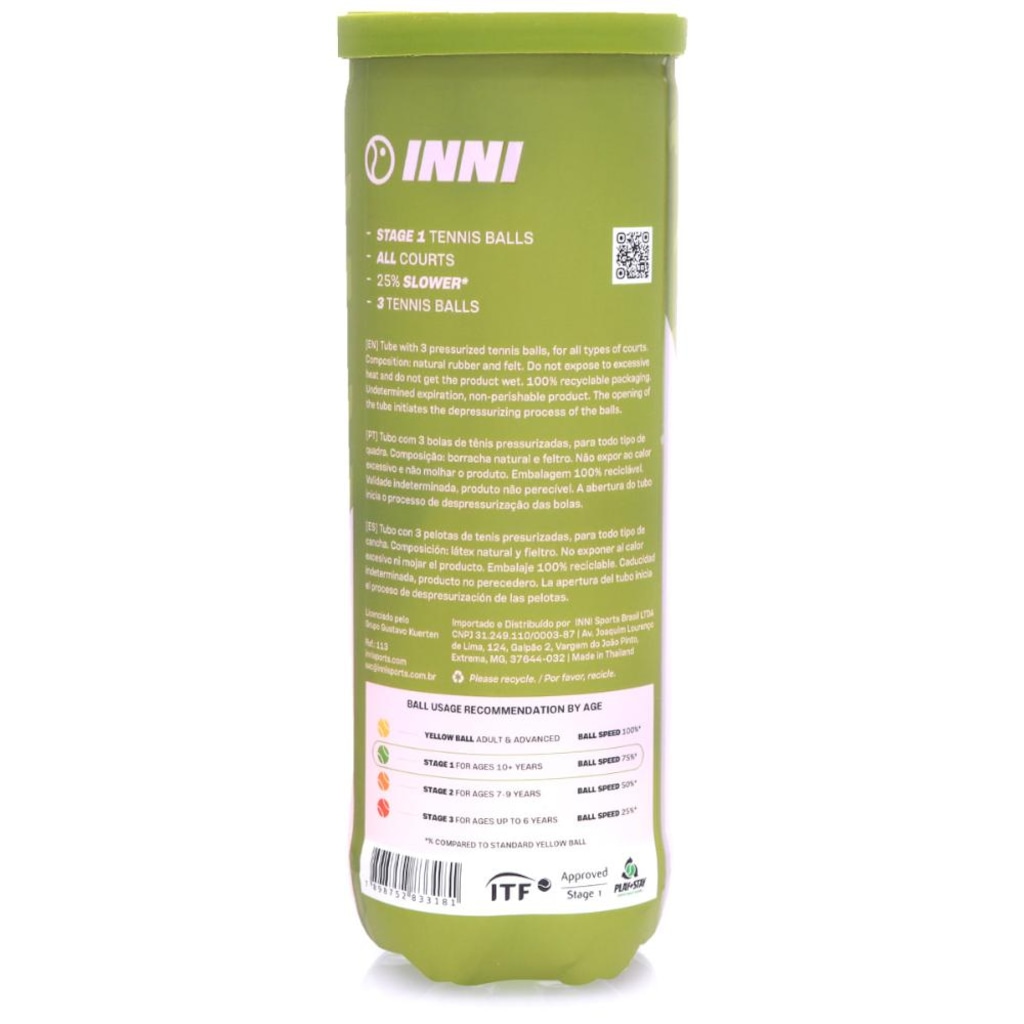Imagem 3 do produto Bola de Tênis Inni Guguinha Stage 1 - Tubo com 03 Bolas