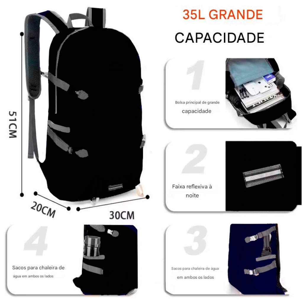 Imagem 4 do produto Mochila Esportiva Gold Sports Dobrável Camel Montanhismo A Prova De Água 35 Lts