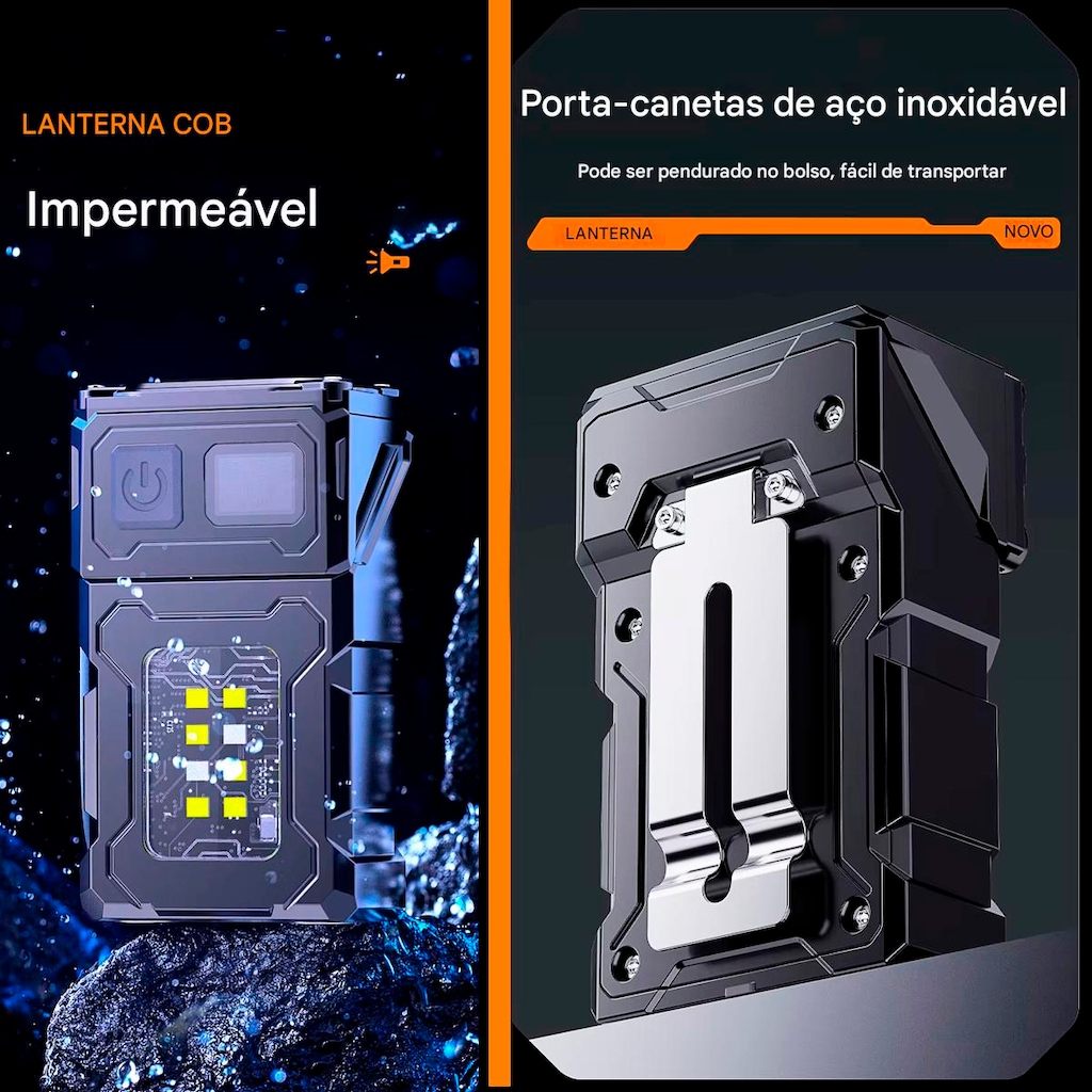 Imagem 4 do produto Mini Lanterna Gold Sports Led Cob Luz Dupla Super Brilhante Usb 180° Com Imã