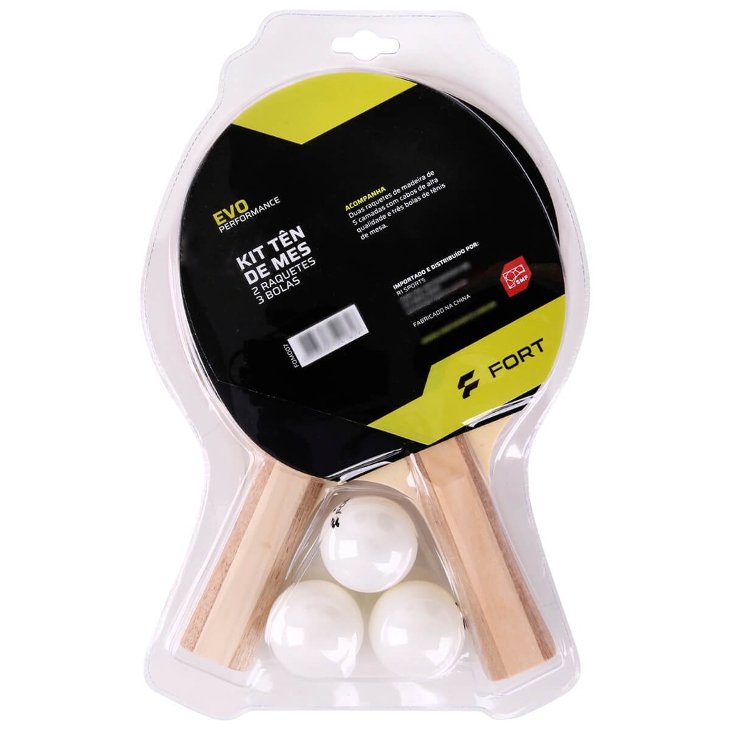 Imagem 2 do produto Kit de Tênis de Mesa Fort Evo 2 Raquetes 3 Bolas