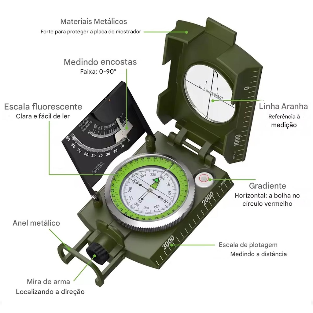Imagem 3 do produto Bússola Militar Gold Sports Pro de Precisão à Prova D'água