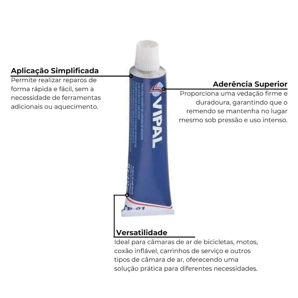 Imagem 5 do produto Kit 10 unidades de remendo Vipal reparo 30 mm câmara de ar bike moto + Cola