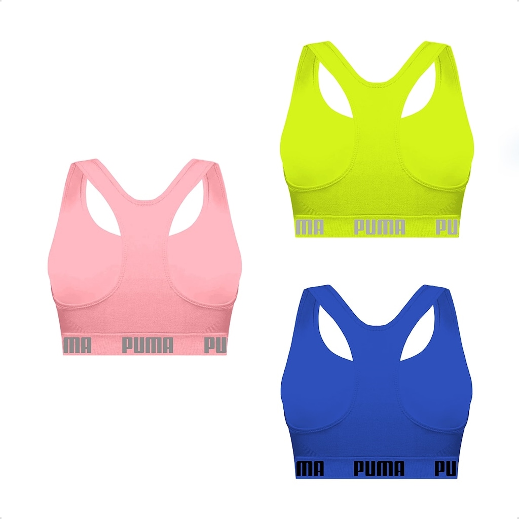 Imagem 2 do produto Kit Feminino Top Puma Nadador sem Costura - 3 Unidades