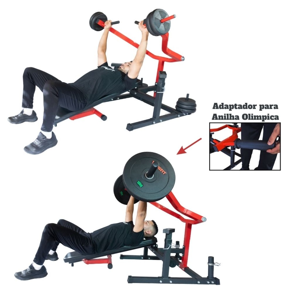 Imagem 3 do produto Supino Articulado Reto Inclinado Banco Musculação Yangfit