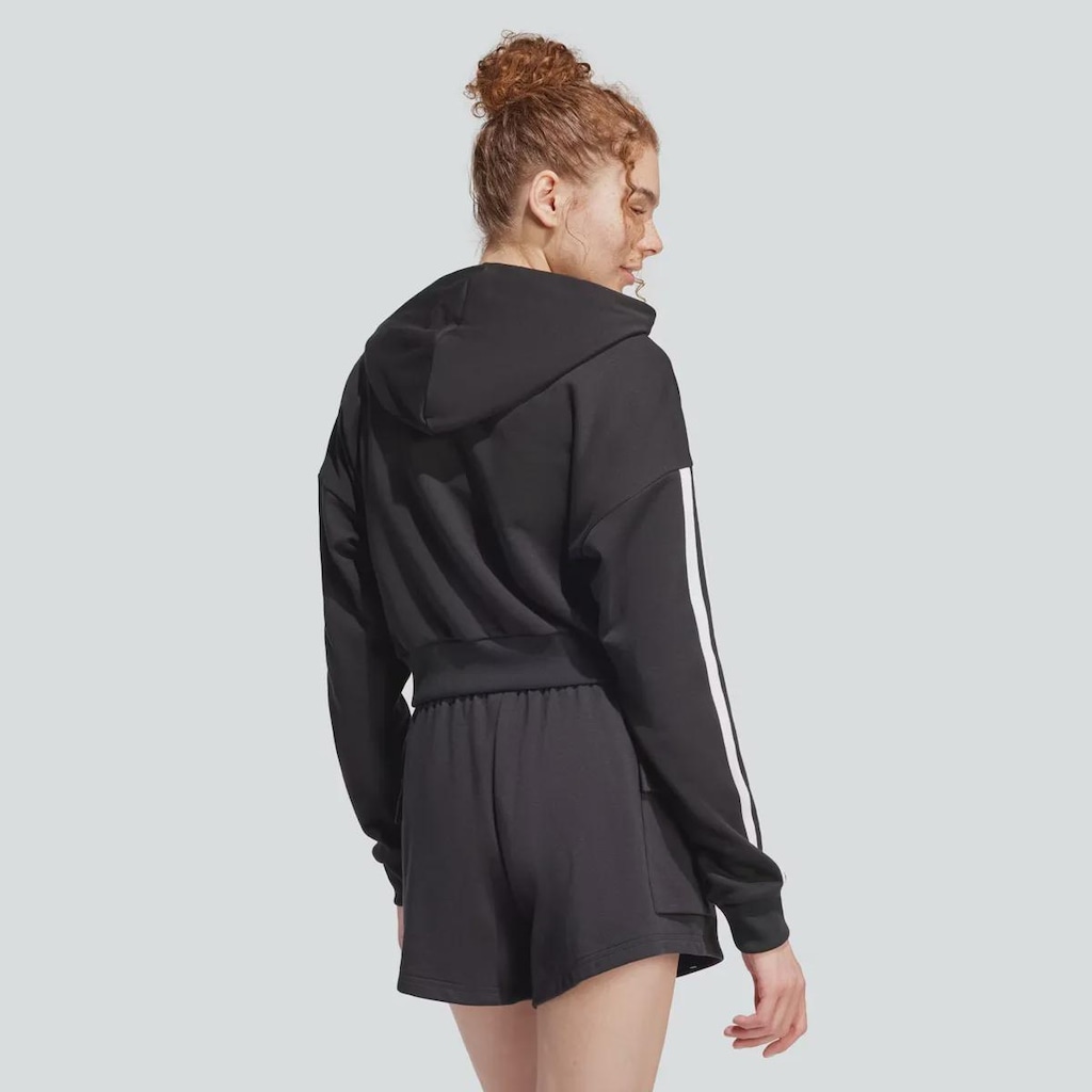 Imagem 2 do produto Moletom Cropped Feminino adidas 3 Stripes com Capuz